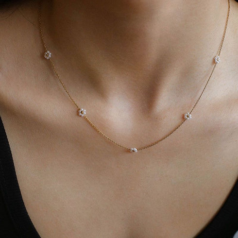 Daisy Delight Pearl Necklace - Zafari Studio Jewelry